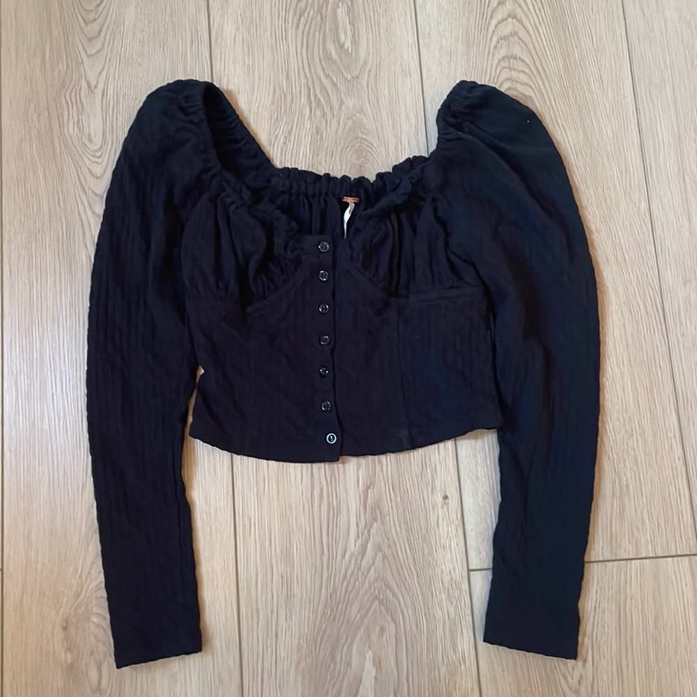 Free People Black Knit Crop Top, Small, Super Cute On